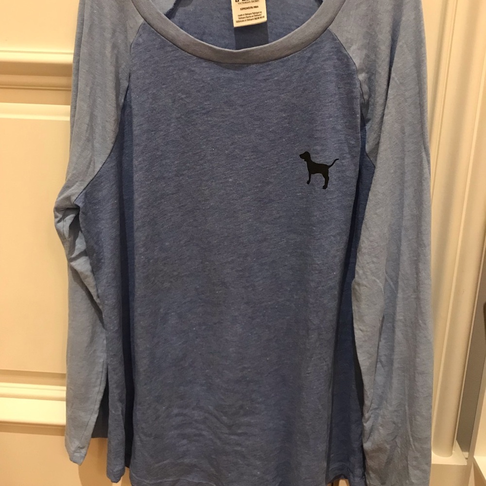 long sleeve blue top from pink